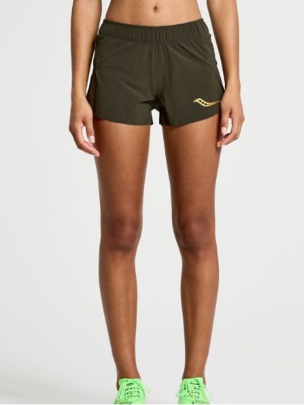 Saucony Olive Green Athletic Split Shorts